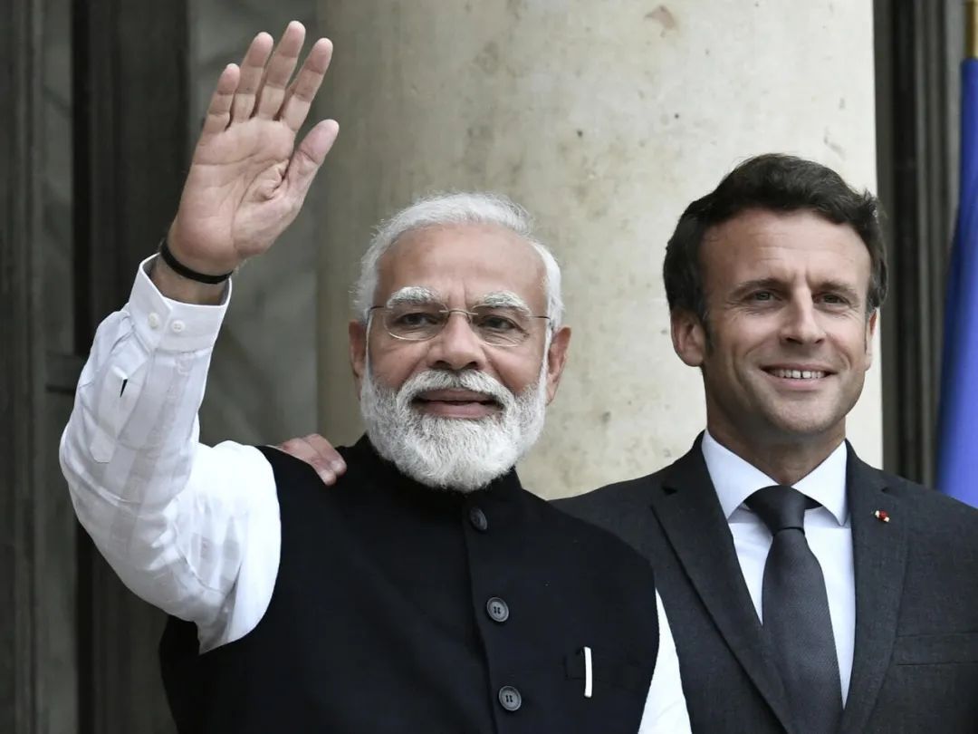 2022年5月，印度总理莫迪和法国总统马克龙会面。