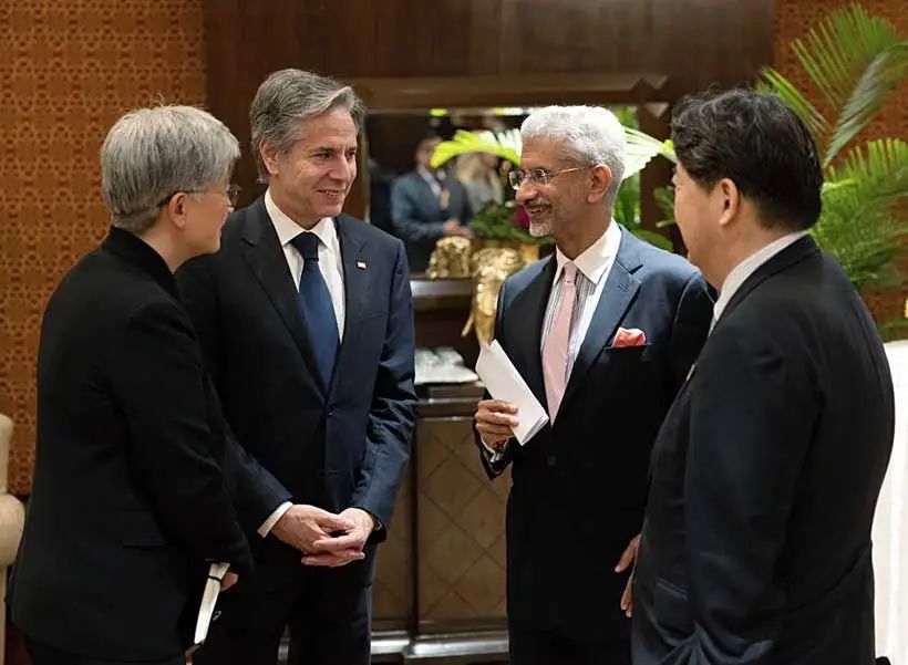 3月3日，印度外长苏杰生在quad外长会议期间与美国、澳大利亚、日本外长举行会谈。