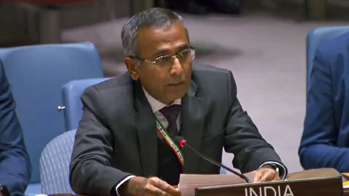 10月24日，印度驻联合国副代表拉文德在联合国安理会就巴以冲突发表讲话。