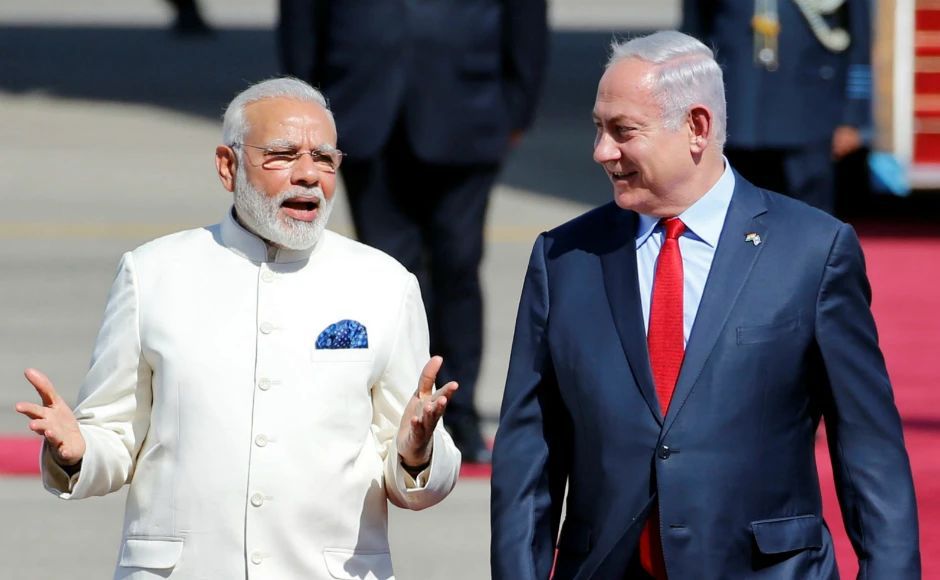 印度总理莫迪与以色列总理内塔尼亚胡。