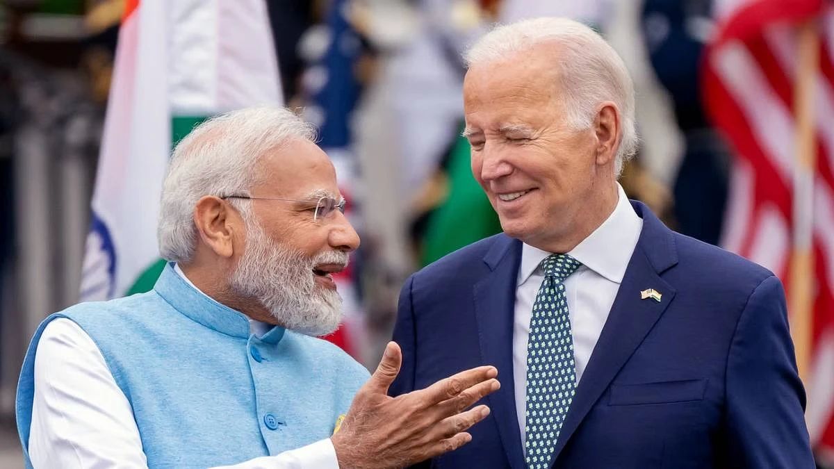印度总理莫迪与美国总统拜登。